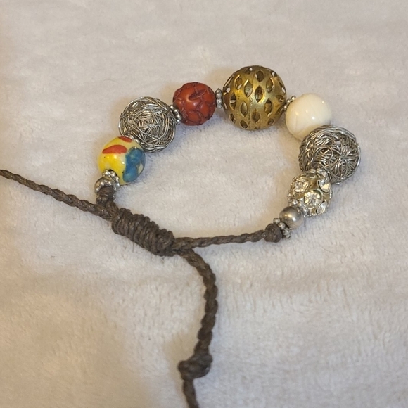 Bracelet vintage pull string beaded - Picture 3 of 4